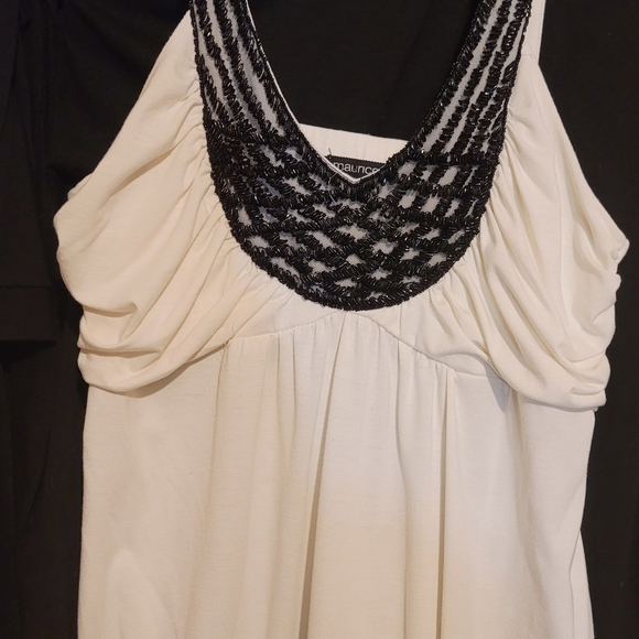 Tops - Maurices White and Black Beaded Top